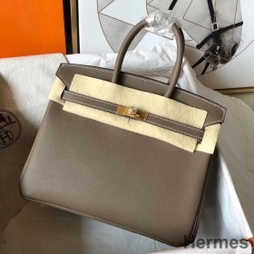 Hermes Birkin 25 Handmade Bag In Taupe Swift Leather
