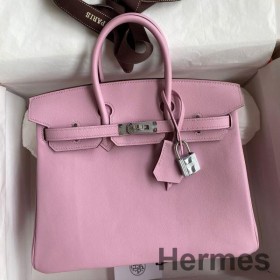 Hermes Birkin 25 Retourne Handmade Bag In Mauve Sylvestre Swift Calfskin