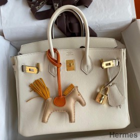Hermes Birkin 25 Retourne Handmade Bag In Nata Swift Calfskin