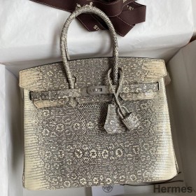 Hermes Birkin 25 Retourne Handmade Bag In Ombre Lizard Leather
