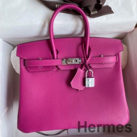 Hermes Birkin 25 Retourne Handmade Bag In Rose Purple Swift Calfskin