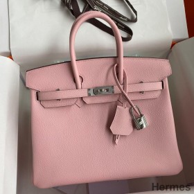 Hermes Birkin 25 Retourne Handmade Bag In Rose Sakura Epsom Calfskin