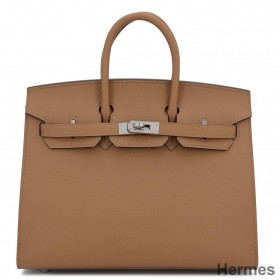 Hermes Birkin 25 Sellier Handmade Bag In Chai Epsom Calfskin