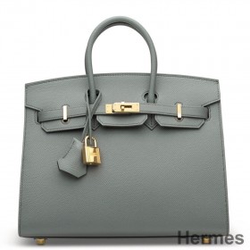Hermes Birkin 25 Sellier Handmade Bag In Vert Amanda Epsom Calfskin
