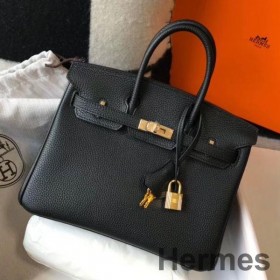 Hermes Birkin 25cm Bag In Black Clemence Leather GHW