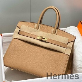 Hermes Birkin 25cm Bag In Chai Clemence Leather GHW