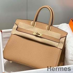Hermes Birkin 25cm Bag In Chai Clemence Leather GHW