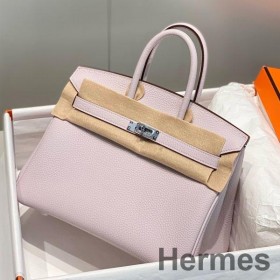 Hermes Birkin 25cm Bag In Mauve Pale Clemence Leather PHW