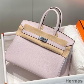 Hermes Birkin 25cm Bag In Mauve Pale Clemence Leather PHW