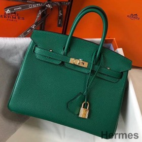 Hermes Birkin 25cm Bag In Vert Vertigo Clemence Leather GHW