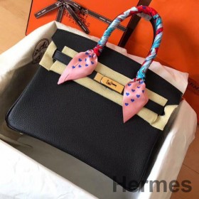 Hermes Birkin 30 Handmade Bag In Black Clemence Leather