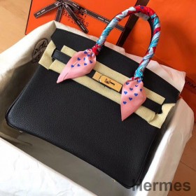 Hermes Birkin 30 Handmade Bag In Black Clemence Leather