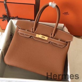 Hermes Birkin 30 Handmade Bag In Gold Clemence Leather
