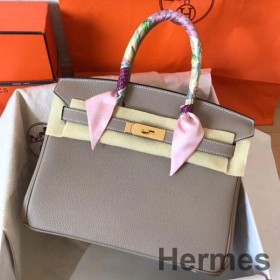 Hermes Birkin 30 Handmade Bag In Grey Clemence Leather