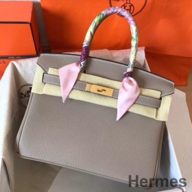 Hermes Birkin 30 Handmade Bag In Grey Clemence Leather