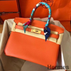 Hermes Birkin 30 Handmade Bag In Orange Epsom Leather