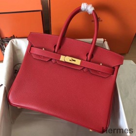 Hermes Birkin 30 Handmade Bag In Red Epsom Leather