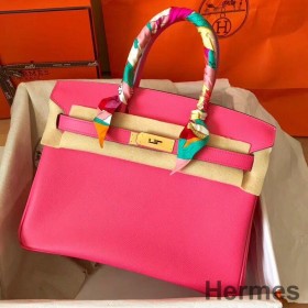 Hermes Birkin 30 Handmade Bag In Rose Lipstick Epsom Leather
