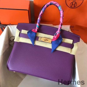 Hermes Birkin 30 Handmade Bag In Ultraviolet Clemence Leather