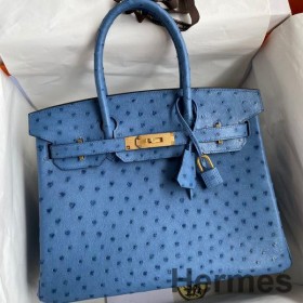 Hermes Birkin 30 Retourne Handmade Bag In Mykonos Ostrich Leather