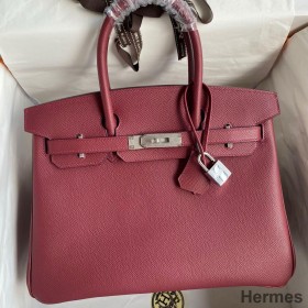 Hermes Birkin 30 Retourne Handmade Bag In Ruby Epsom Calfskin