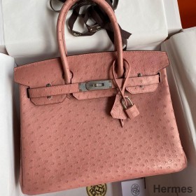 Hermes Birkin 30 Retourne Handmade Bag In Terre Cuite Ostrich Leather