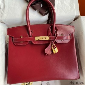 Hermes Birkin 30 Retourne Handmade Bag in Rouge H Box Calfskin