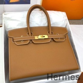 Hermes Birkin 30 Sellier Handmade Bag In Gold Epsom Calfskin