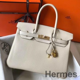 Hermes Birkin 30cm Bag In Beton Clemence Leather GHW