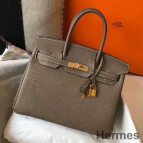 Hermes Birkin 30cm Bag In Taupe Clemence Leather GHW