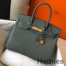 Hermes Birkin 30cm Bag In Vert Amande Clemence Leather GHW