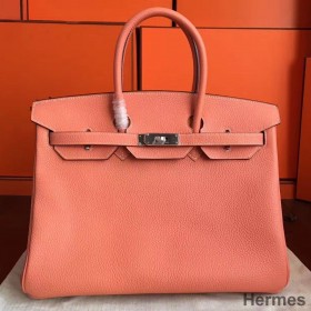 Hermes Birkin 40 Handmade Bag In Crevette Clemence Leather