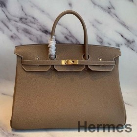 Hermes Birkin 40 Handmade Bag In Taupe Clemence Leather