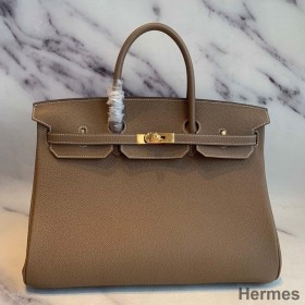 Hermes Birkin 40 Handmade Bag In Taupe Clemence Leather