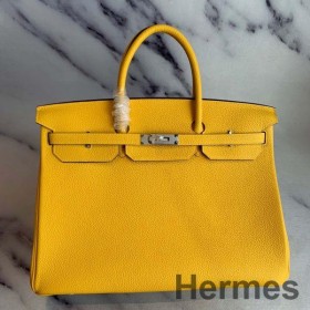 Hermes Birkin 40 Handmade Bag In Yellow Clemence Leather