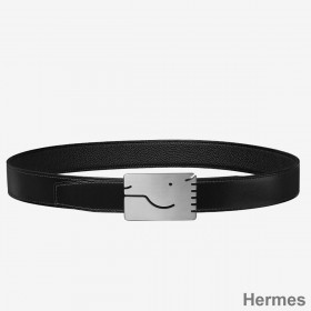 Hermes Black A Cheval Belt Buckle 32 MM Reversible Leather