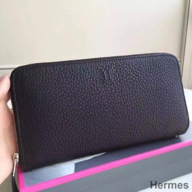 Hermes Black Clemence Azap Zipped Wallet