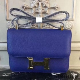 Hermes Blue Electric Constance MM 24cm Epsom Leather Bag