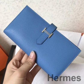 Hermes Blue Jean Epsom Bearn Gusset Wallet