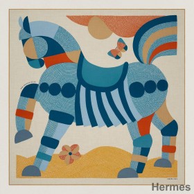 Hermes Blue Mon Premier Galop Shawl 140