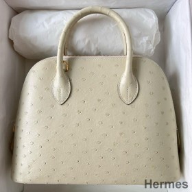 Hermes Bolide 1923 25 Handmade Bag In Parchemin Ostrich Leather