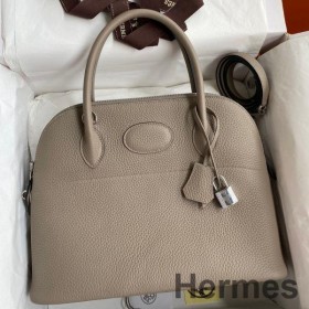 Hermes Bolide 1923 31 Handmade Bag In Gris Asphalt Clemence Leather