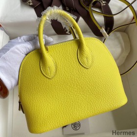 Hermes Bolide 1923 Mini Handmade Bag In Lime Chevre Mysore Leather