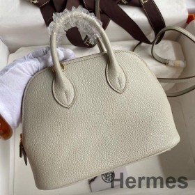 Hermes Bolide 1923 Mini Handmade Bag In Pearl Grey Chevre Mysore Leather