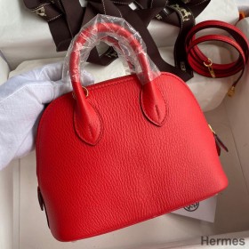 Hermes Bolide 1923 Mini Handmade Bag In Red Chevre Mysore Leather