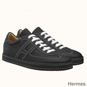 Hermes Boomerang Sneakers In Black Epsom Leather