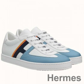 Hermes Boomerang Sneakers In Multicolore Blue Leather