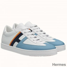 Hermes Boomerang Sneakers In Multicolore Blue Leather