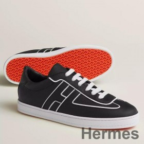 Hermes Boomerang Sneakers In Noir Epsom Calfskin