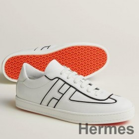 Hermes Boomerang Sneakers In White Epsom Calfskin